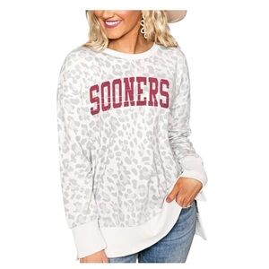 GAMEDAY COUTURE OKLAHOMA SOONERS HIDE & CHIC LEOPARD CREW SWEATSHIRT Size Medium